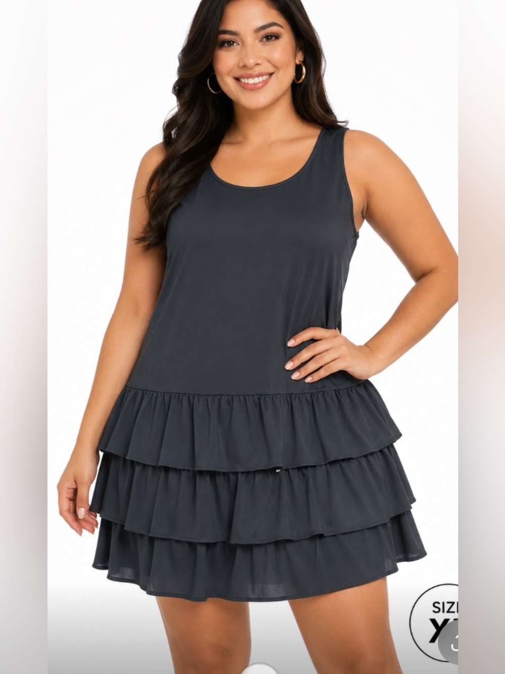 Peter Nygard black  Tiered Ruffle Mini Dress